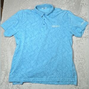 Kenzo Golf Vintage Tropical Floral Polo Shirt - Blue XL